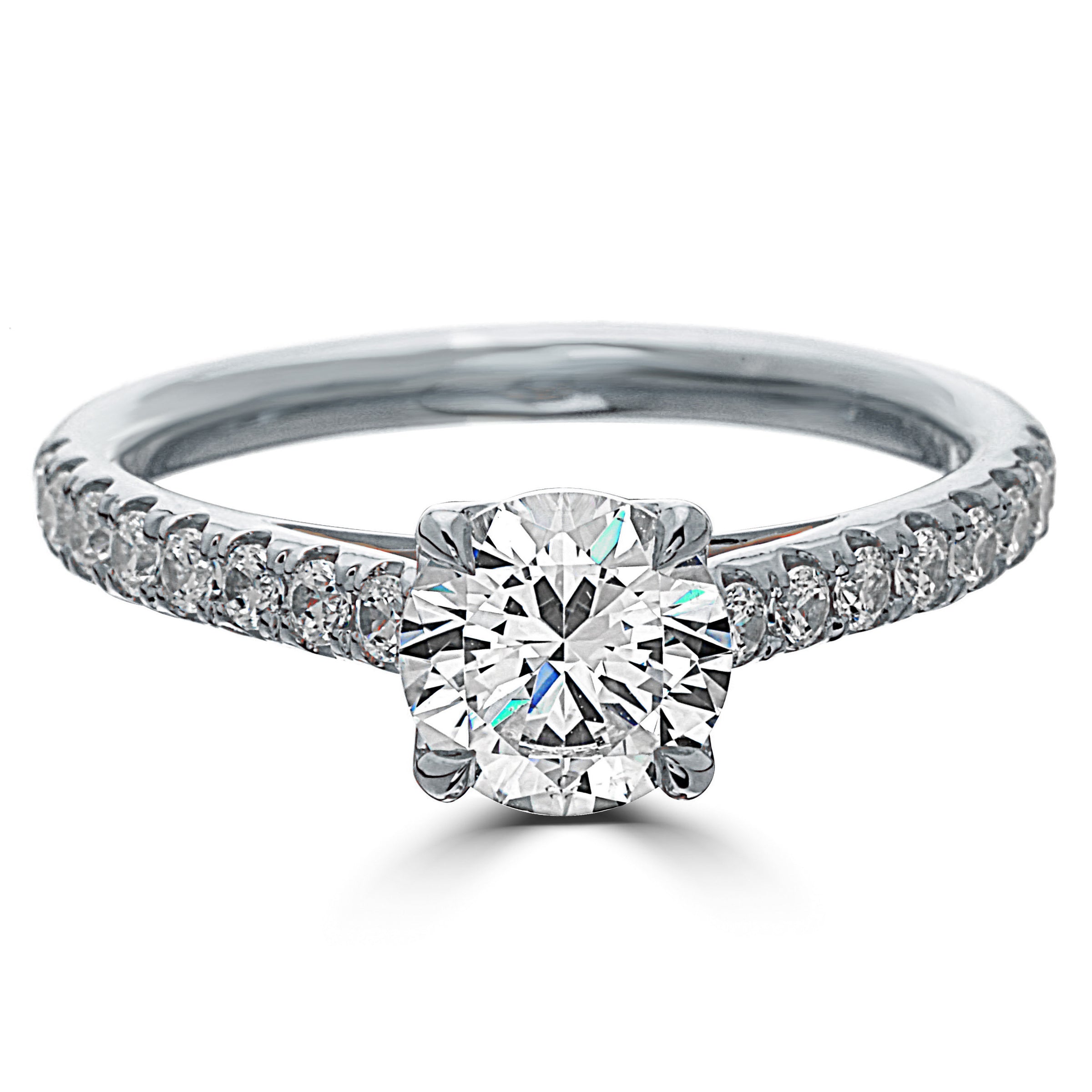 1-Carat Princess Cut Solitaire Diamond Shank 18K Rose Gold Ring JL AU